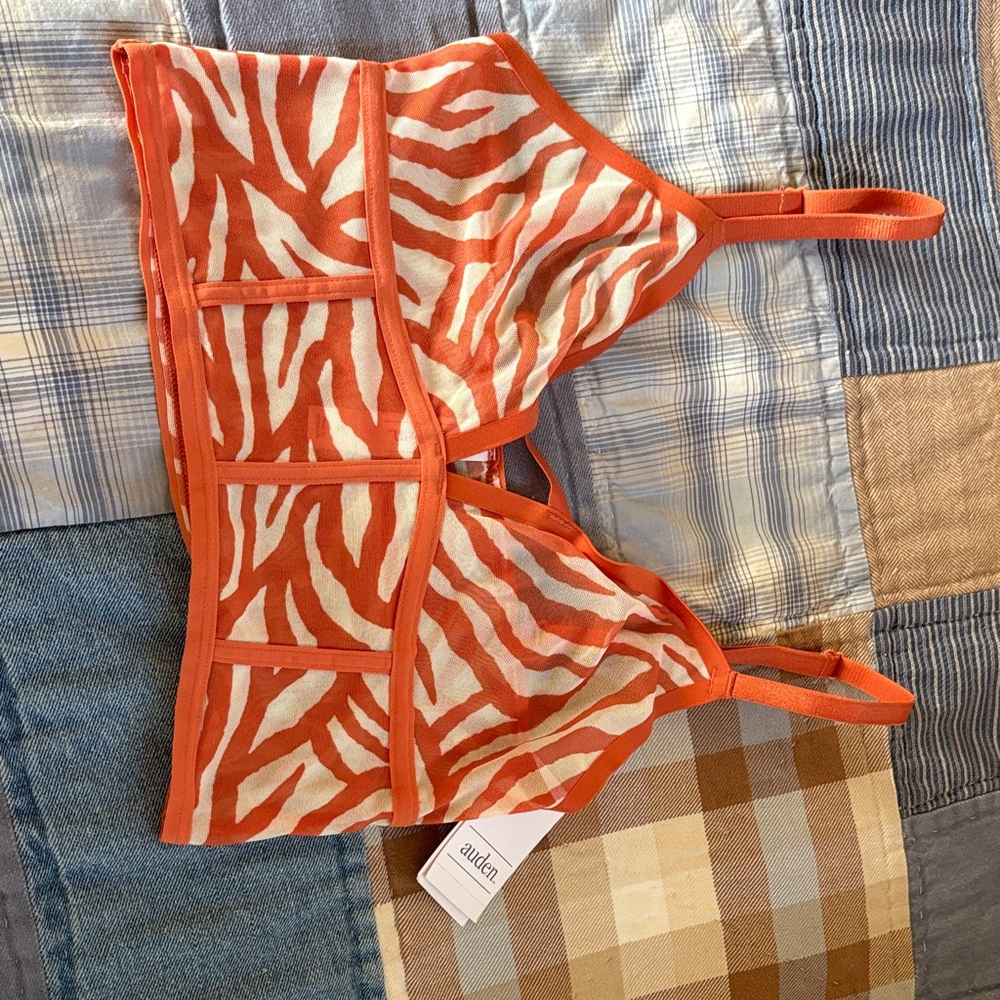 Orange and White Zebra Print Bralette - New!